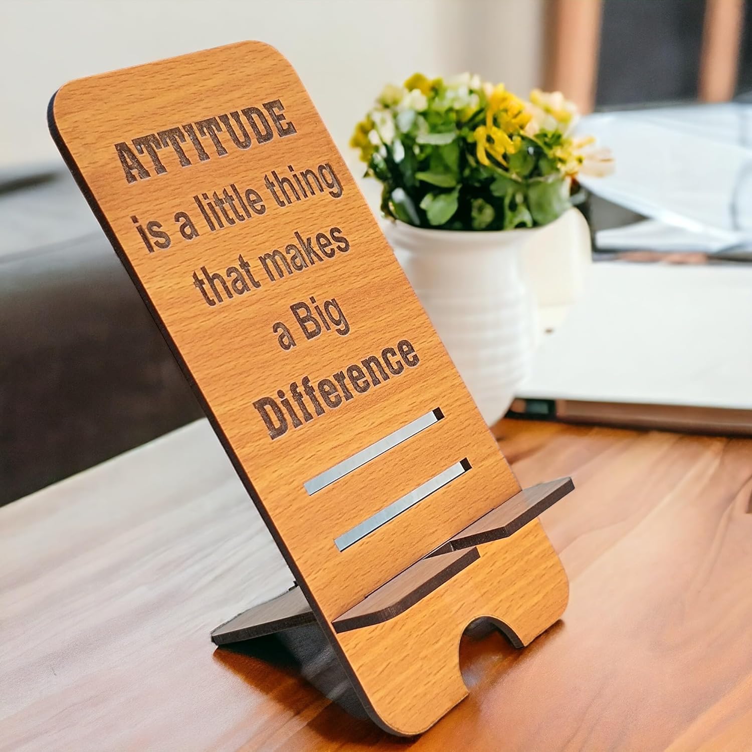 Corporate Wooden Mobile Stand with Motivational Quote