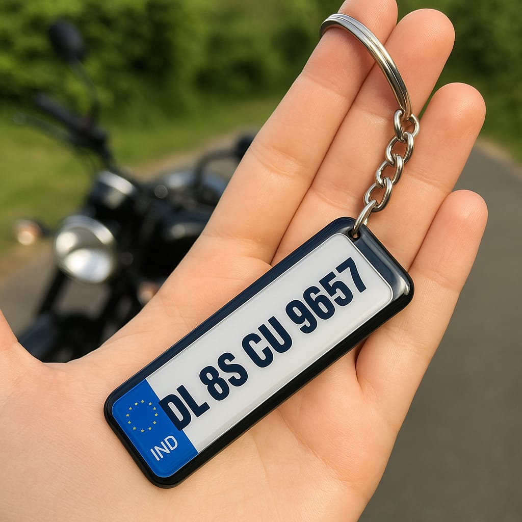 Custom Number Plate Waterproof Gel Keychain for Bike & Car | wehatke