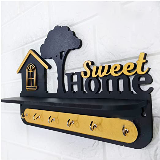 Sweet Home Key Hanger Black & Golden