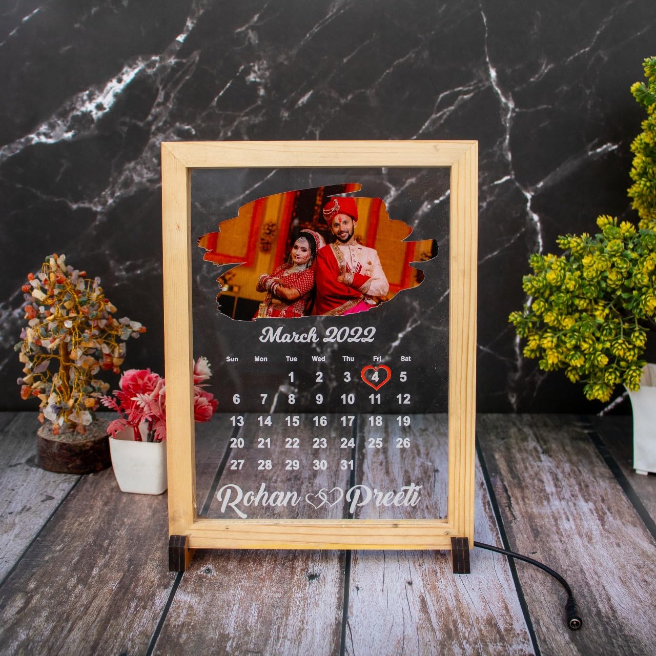 UV Printed Calendar Photo Frame for couple