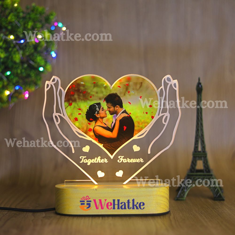 Personalized Hand Holding Couple Photo Special LED Illusion Lamp