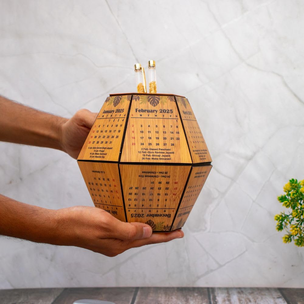 Corporate Wooden Desk Calendar & Pen Holder