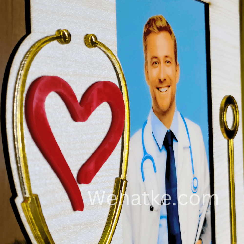 Customized 3d Doctor's Photo Frame with Stethoscope