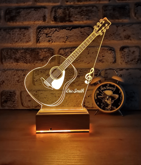 Customized 3d Acrylic Guitar Lamp with name