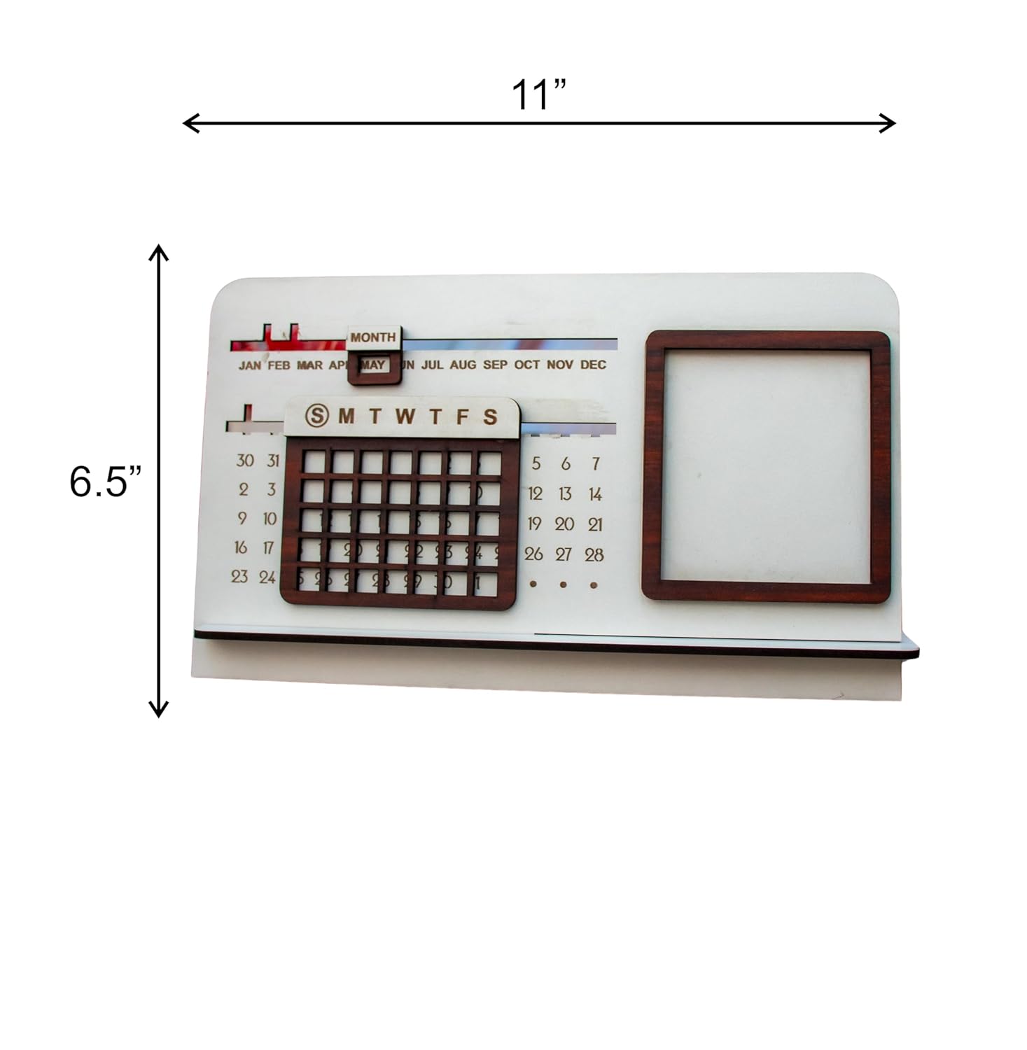 Corporate Wooden Perpetual Desk Calendar with Photo Frame