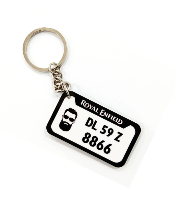 Customized Bike number plate keychain with model