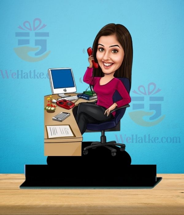 Customized caricature office working girl
