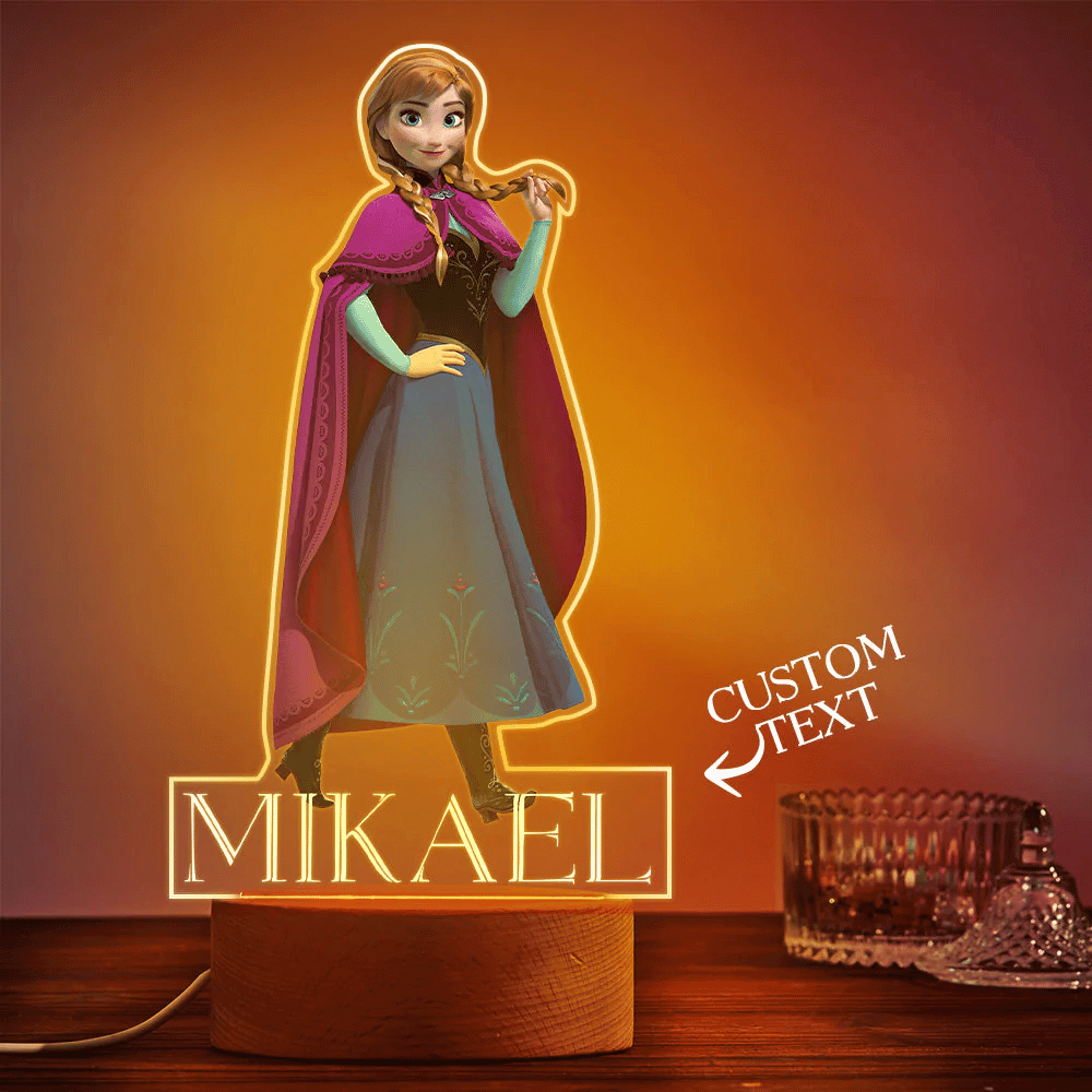 Custom Frozen Anna Night Lamps Kids Acrylic Led Light For Girl With Personalised Name