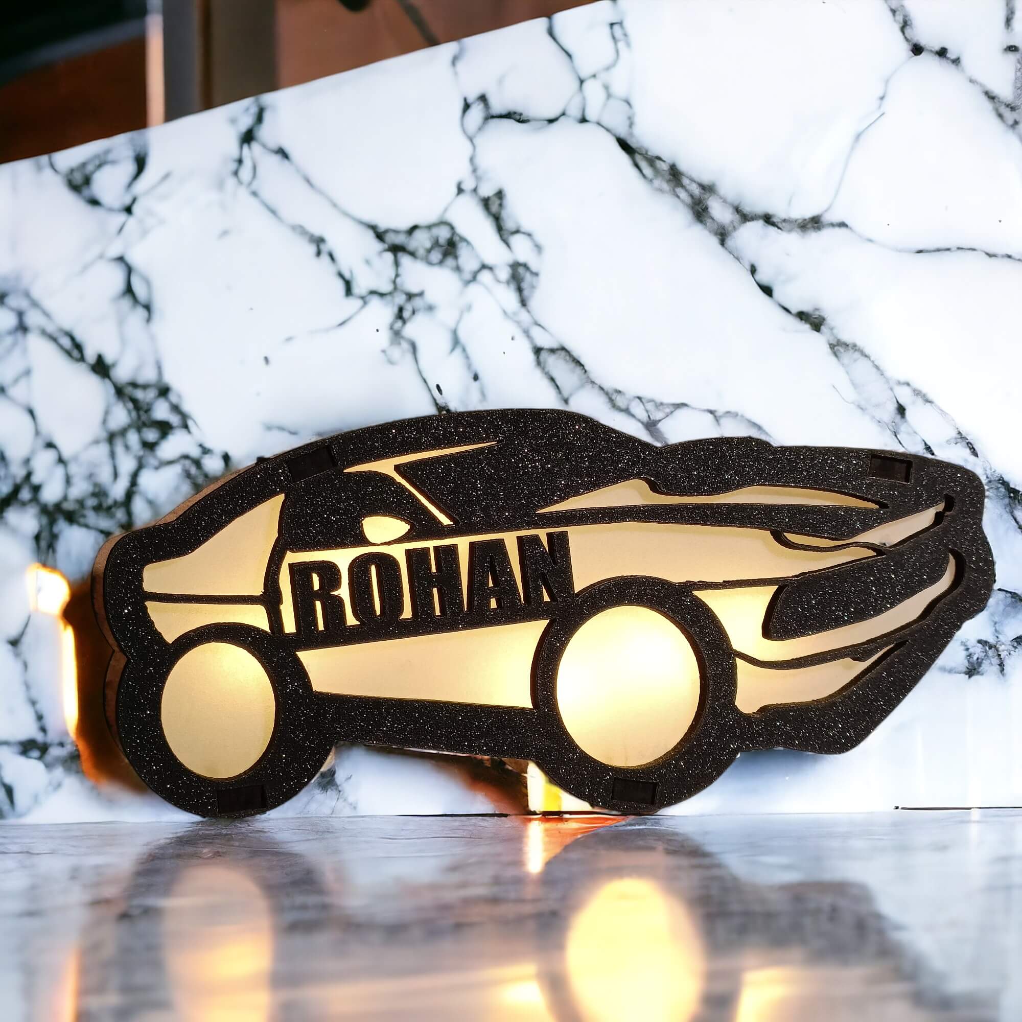 Personalized Wooden Car Lamp With Name