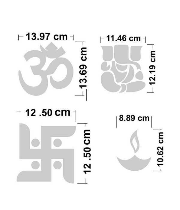 Diwali Ganesha OM Swastik Diyas Designs 3D Acrylic Decorative Golden Mirror Wall Stickers
