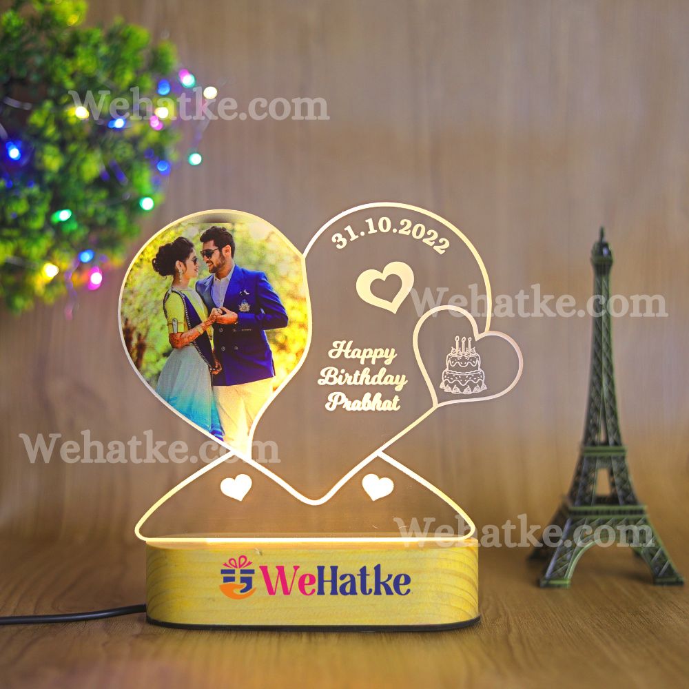 Customized Heart couple lamp with photo