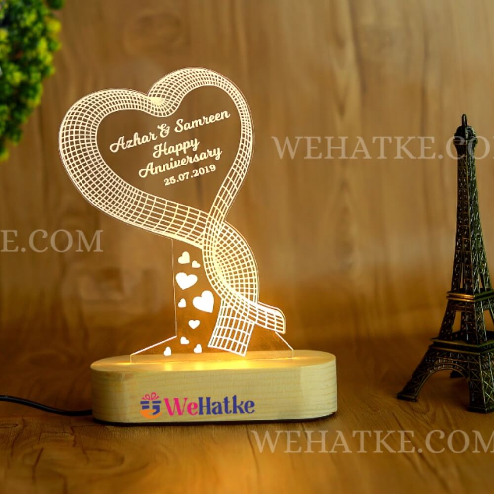 Heart Shape 3d illusion lamp Love gift