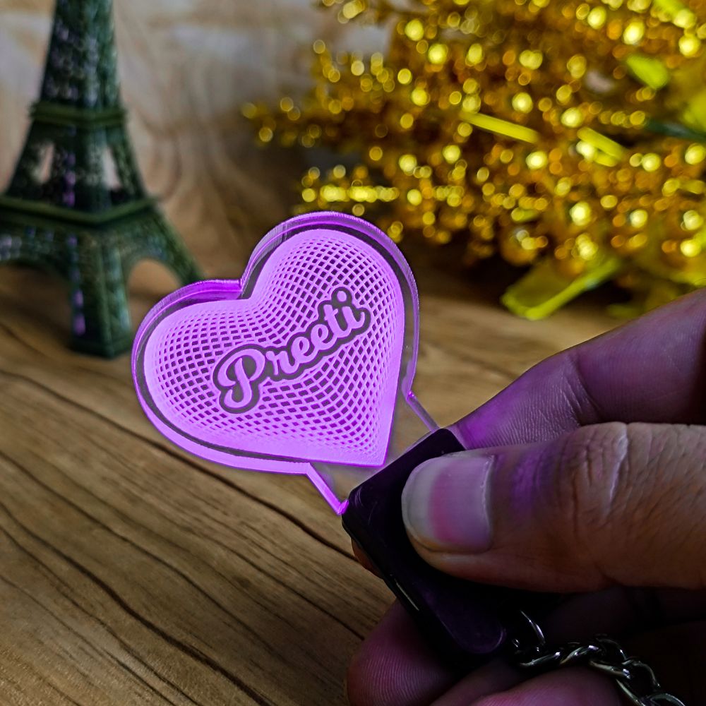 Customized Rechargeable 3D Illusion Light Keychain With Name