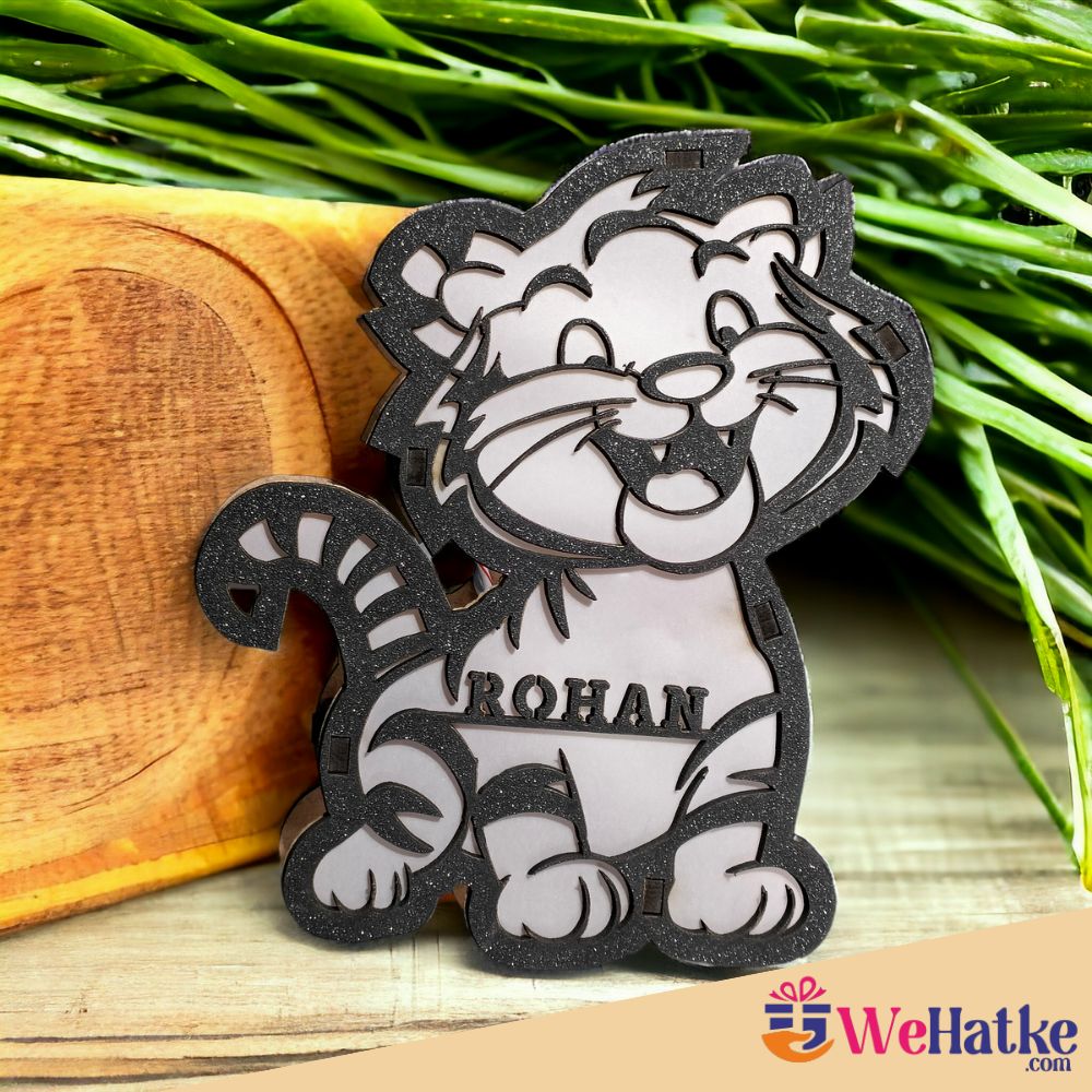 Personalized Wooden Tiger Lamp With Name