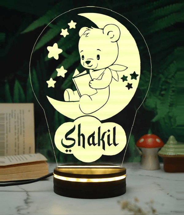 Customized teddy moon led lamp for kids room decor