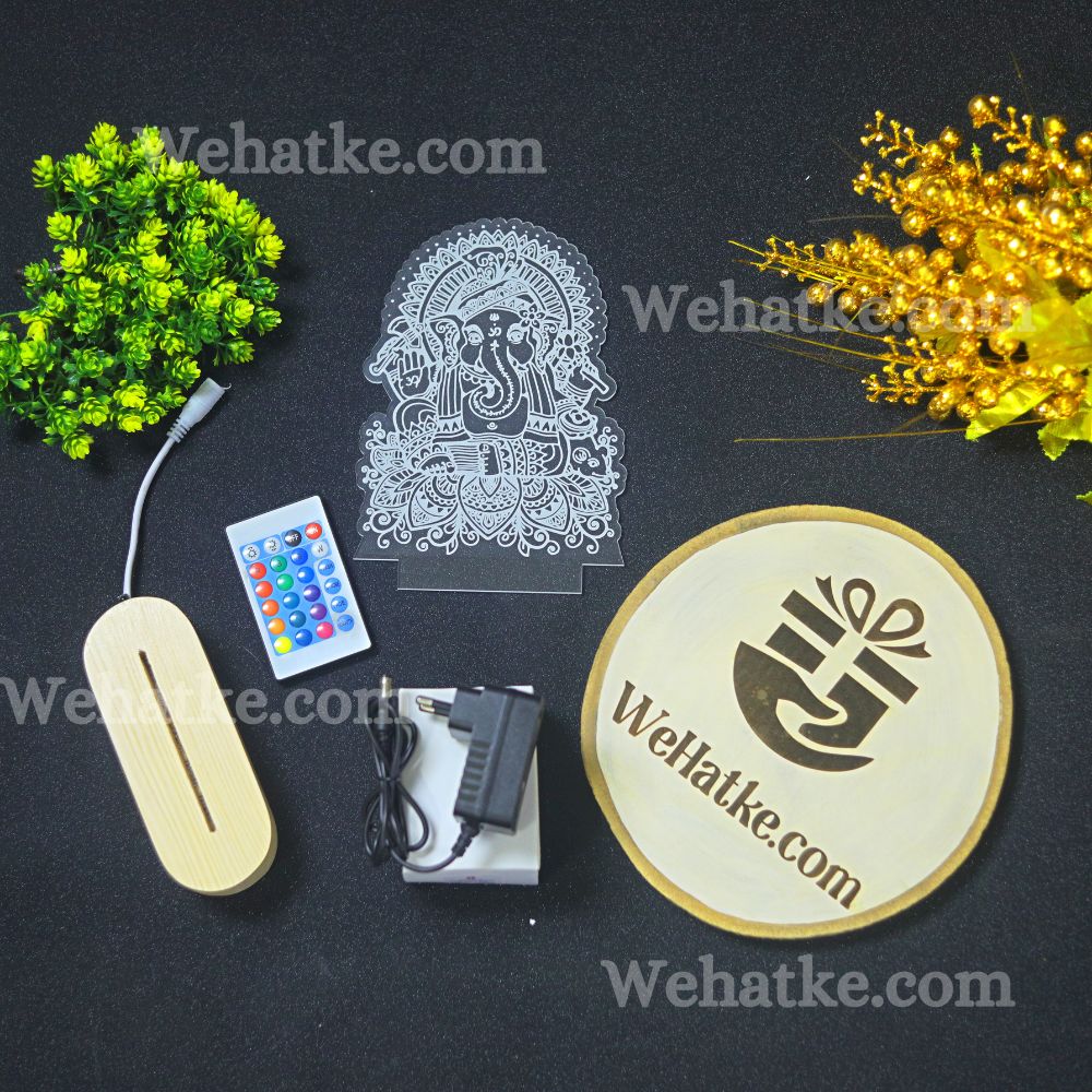 Ganesh ji  with choki 3d illusion lamp