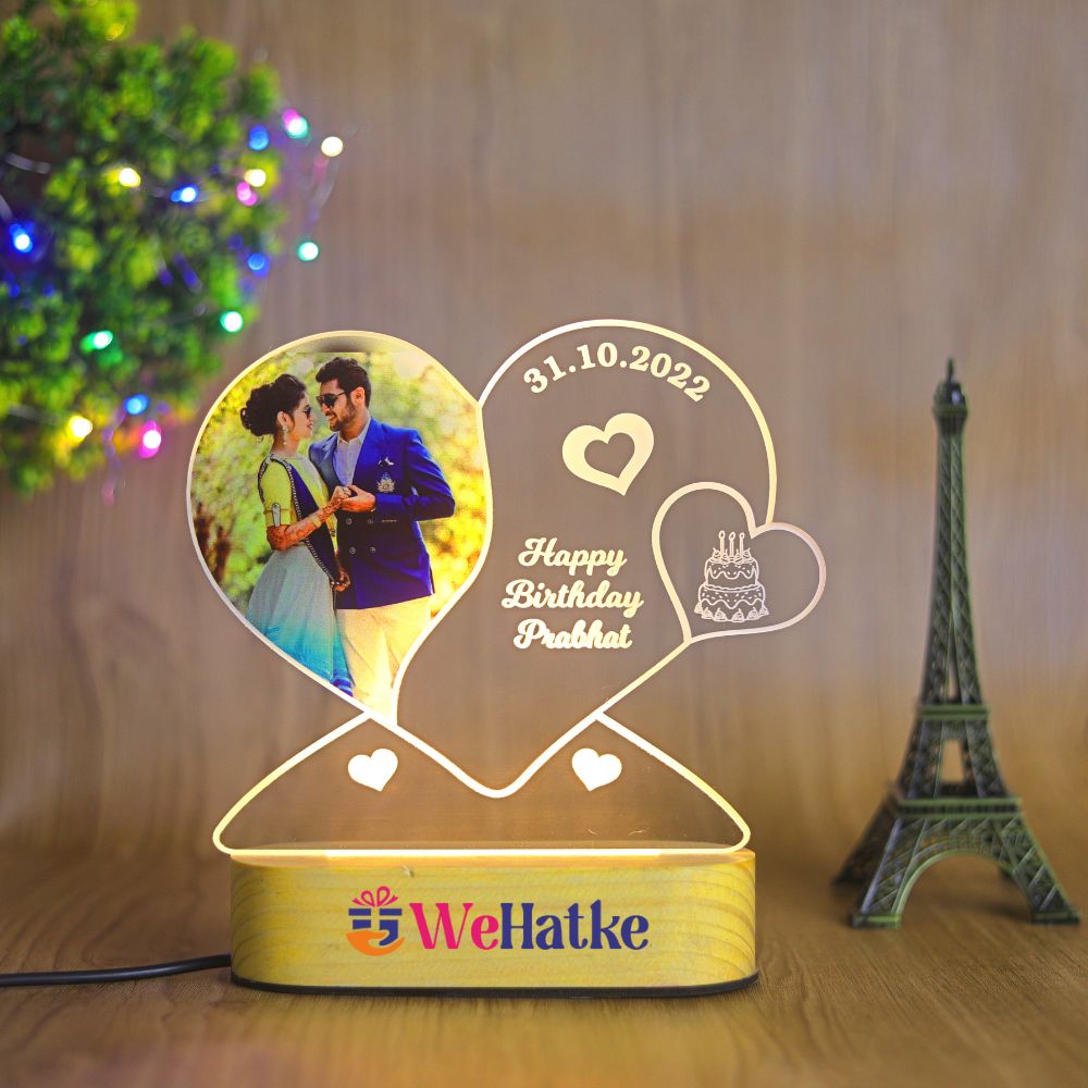 Customized Heart couple lamp with photo