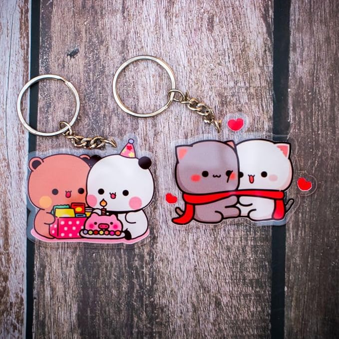Cute Couple Bubu Dubu Keychain Combo of 4