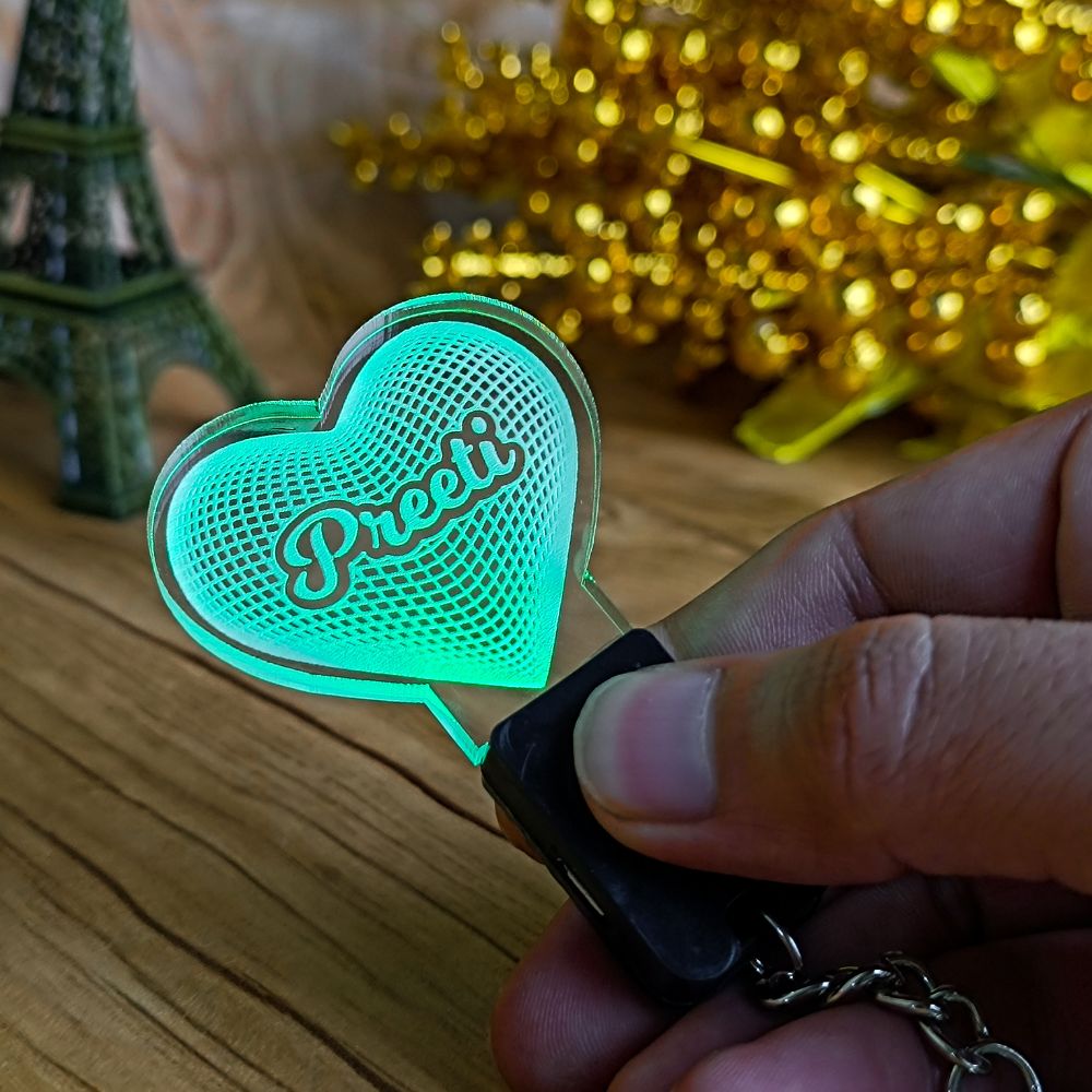 Customized Rechargeable 3D Illusion Light Keychain With Name