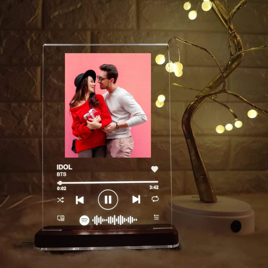 Wehatke LED Customized Spotify with photo & scannable link with musical plaque for birthday anniversary & couples