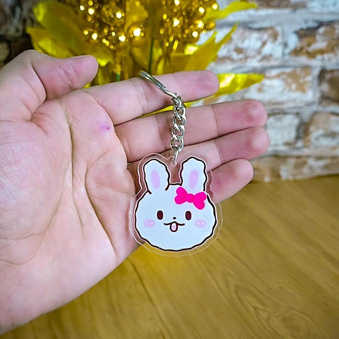Cute rabbit acrylic keychain