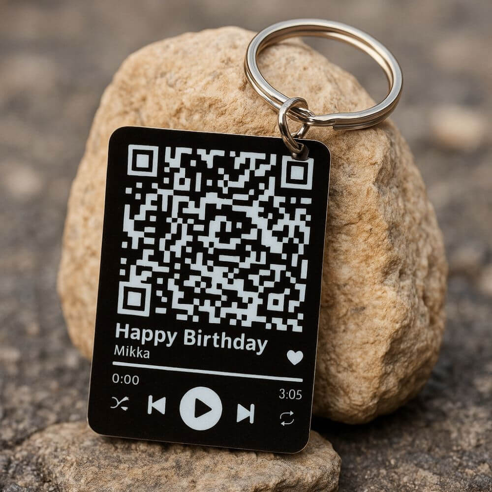 Spotify Keychain | Personalized QR Code Keyring with Photo & Song