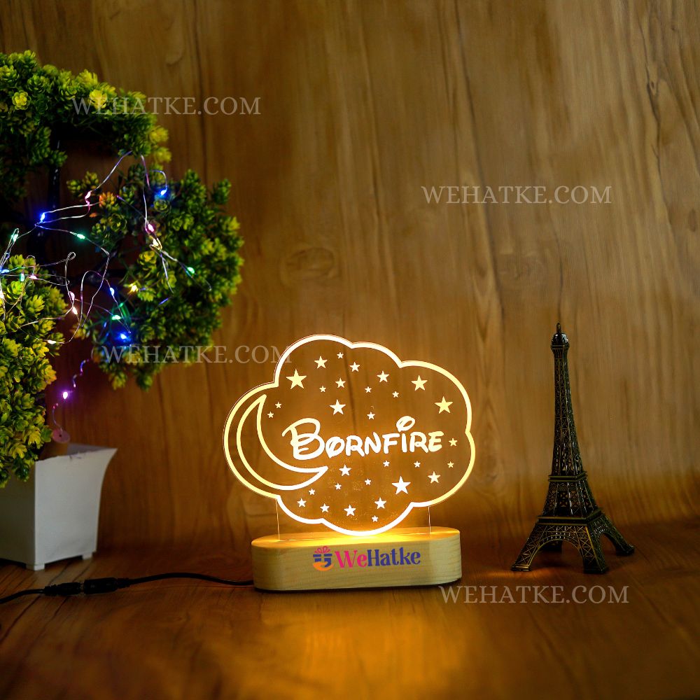 Customized Star & Moon Led Lamp with Name for Kids/girls | Best Gift Idea for Kids/Love