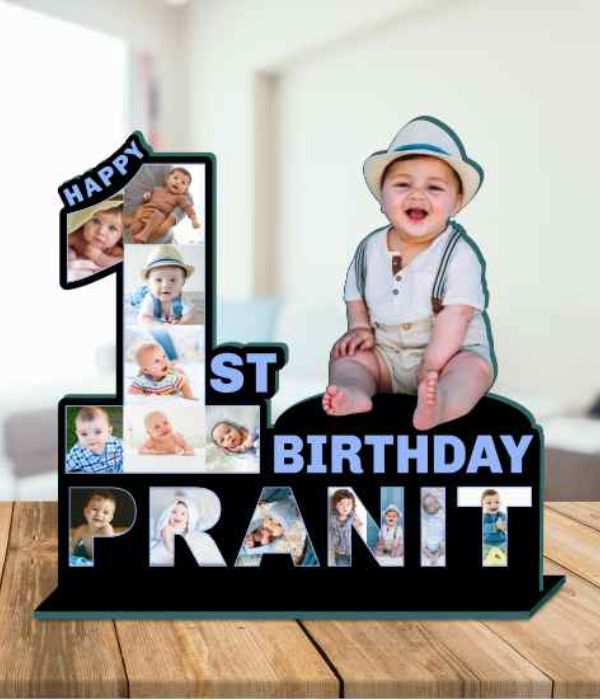 Customized kids 1st Birthday Frame with Name & Photos