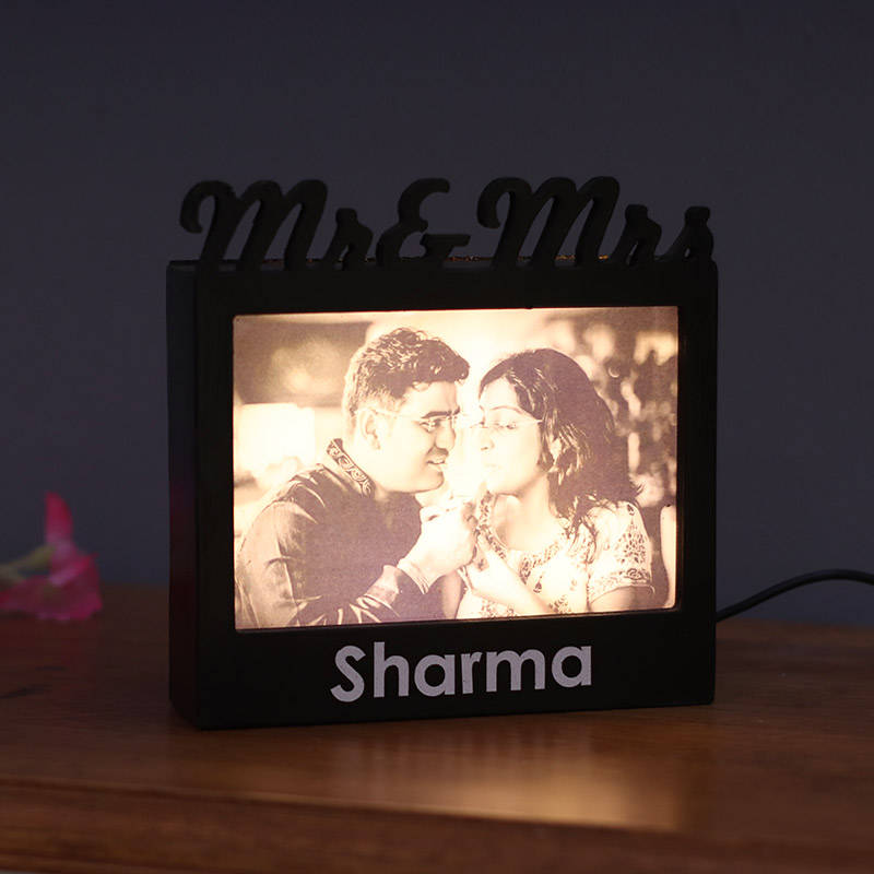 Customized LED Mr & Mrs Frame  with Name & Photo