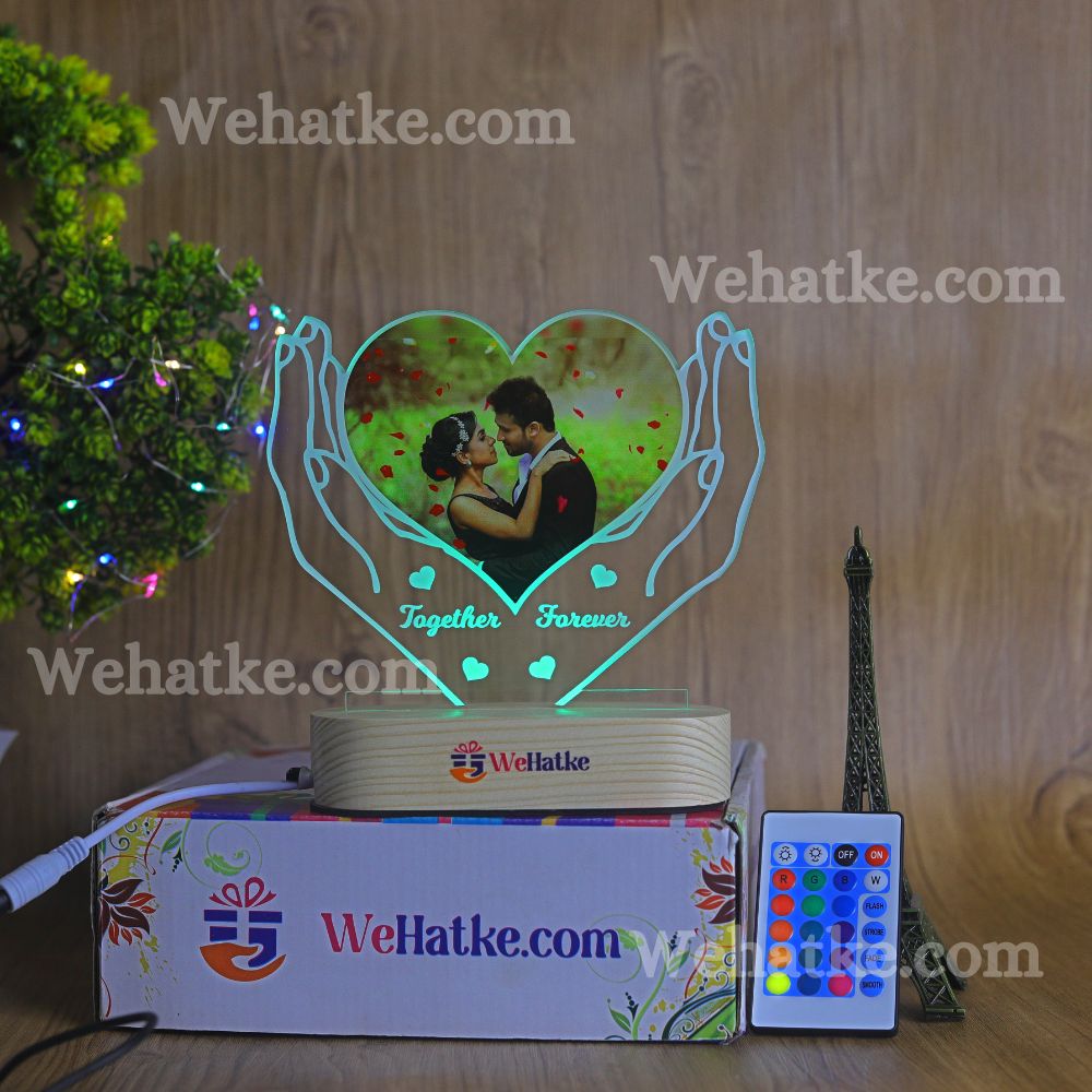 Personalized Hand Holding Couple Photo Special LED Illusion Lamp