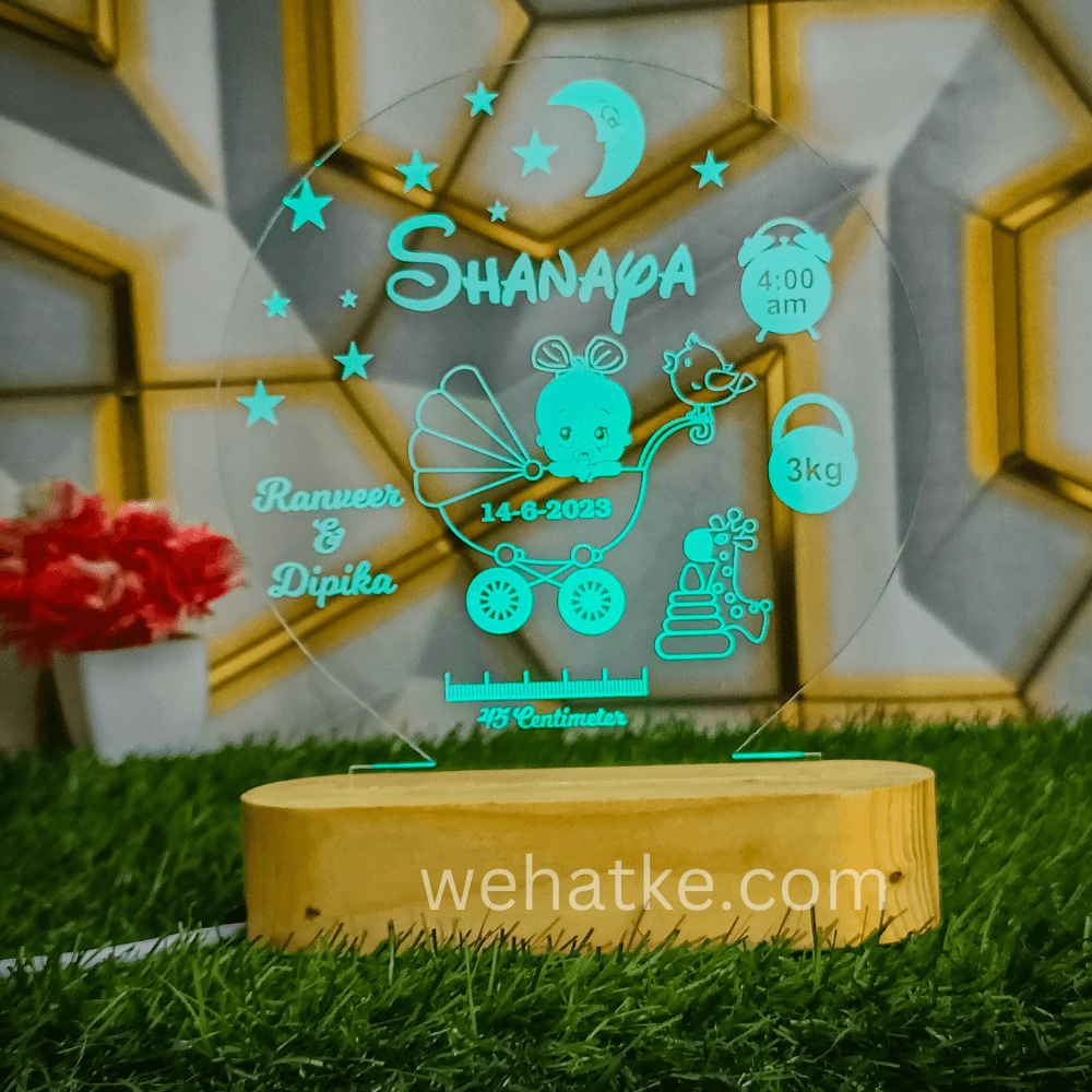 3D Customized Lamp For Baby With Name DOB Time Parents Name