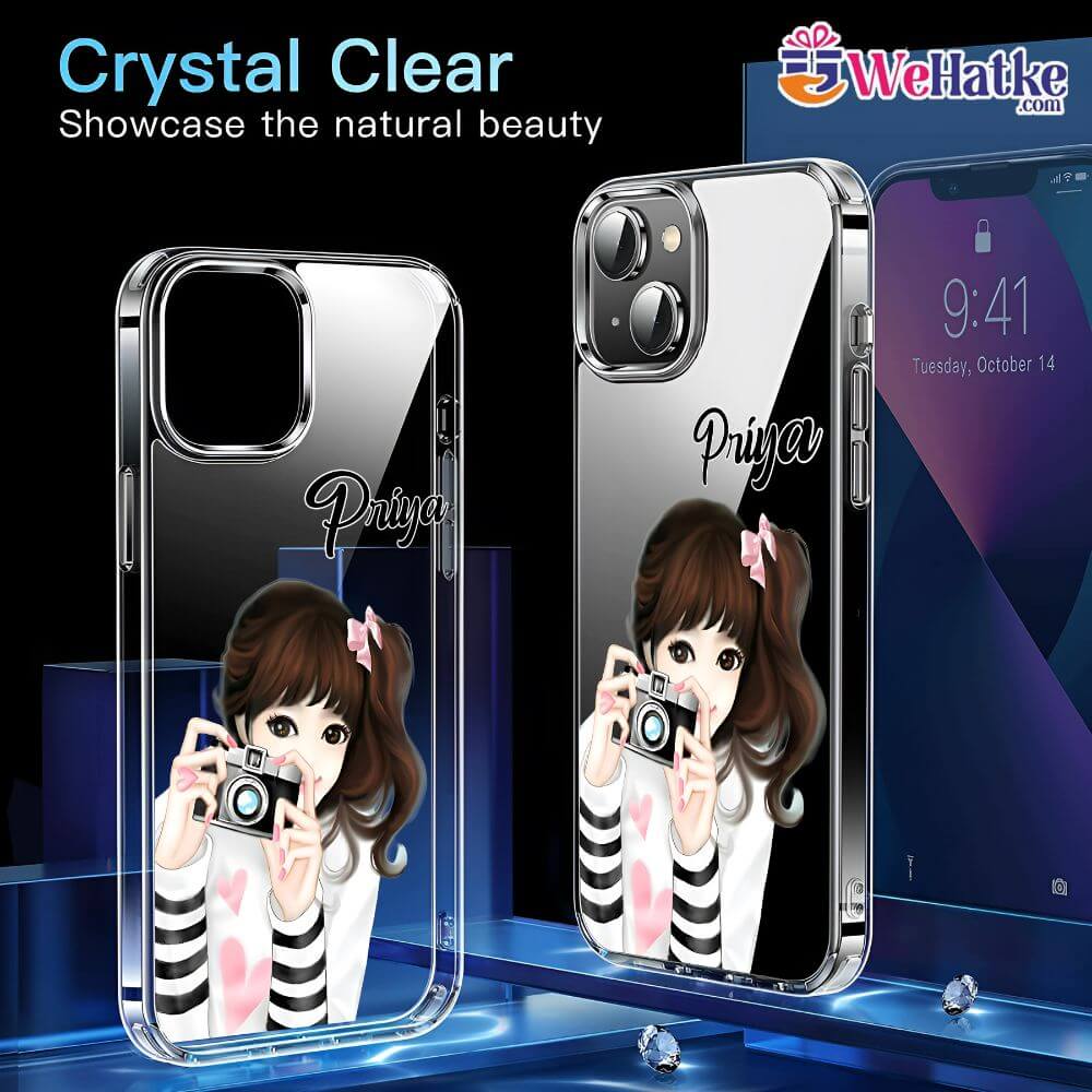 Customized Back Case cute Girl with camera