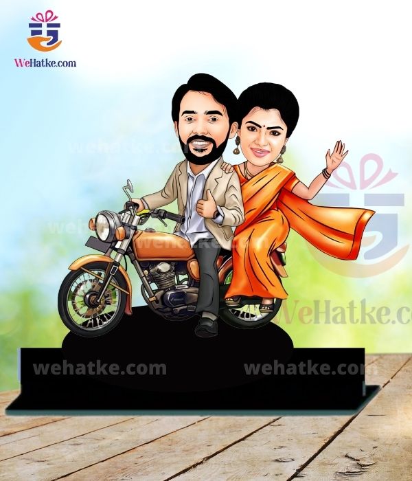 Customized Couple Caricature on Bike Riding