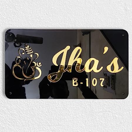 Customized Door Name Plate With Golden Acrylic Letters For