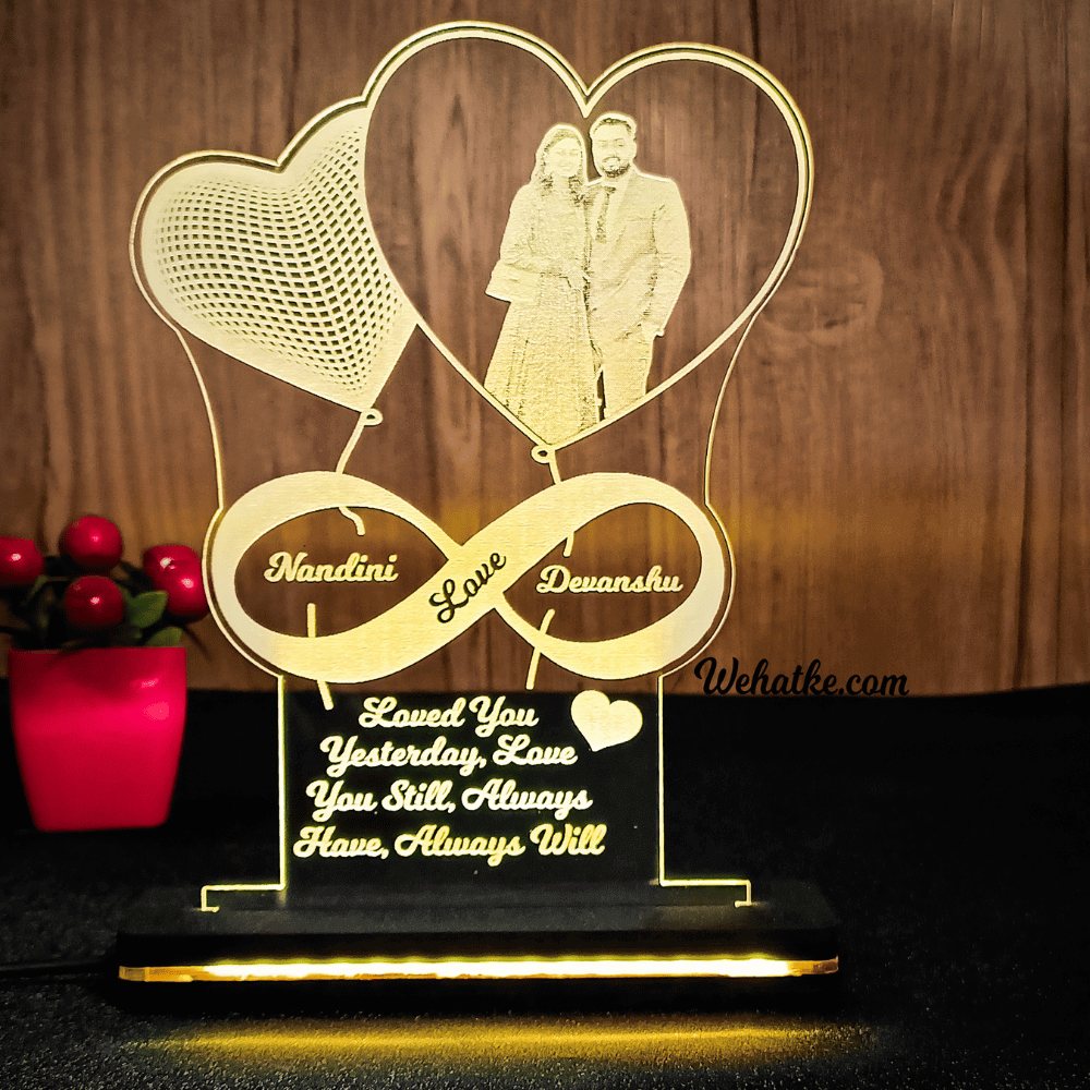 Customized Infinity 3D Heart Led Lamp for Couple