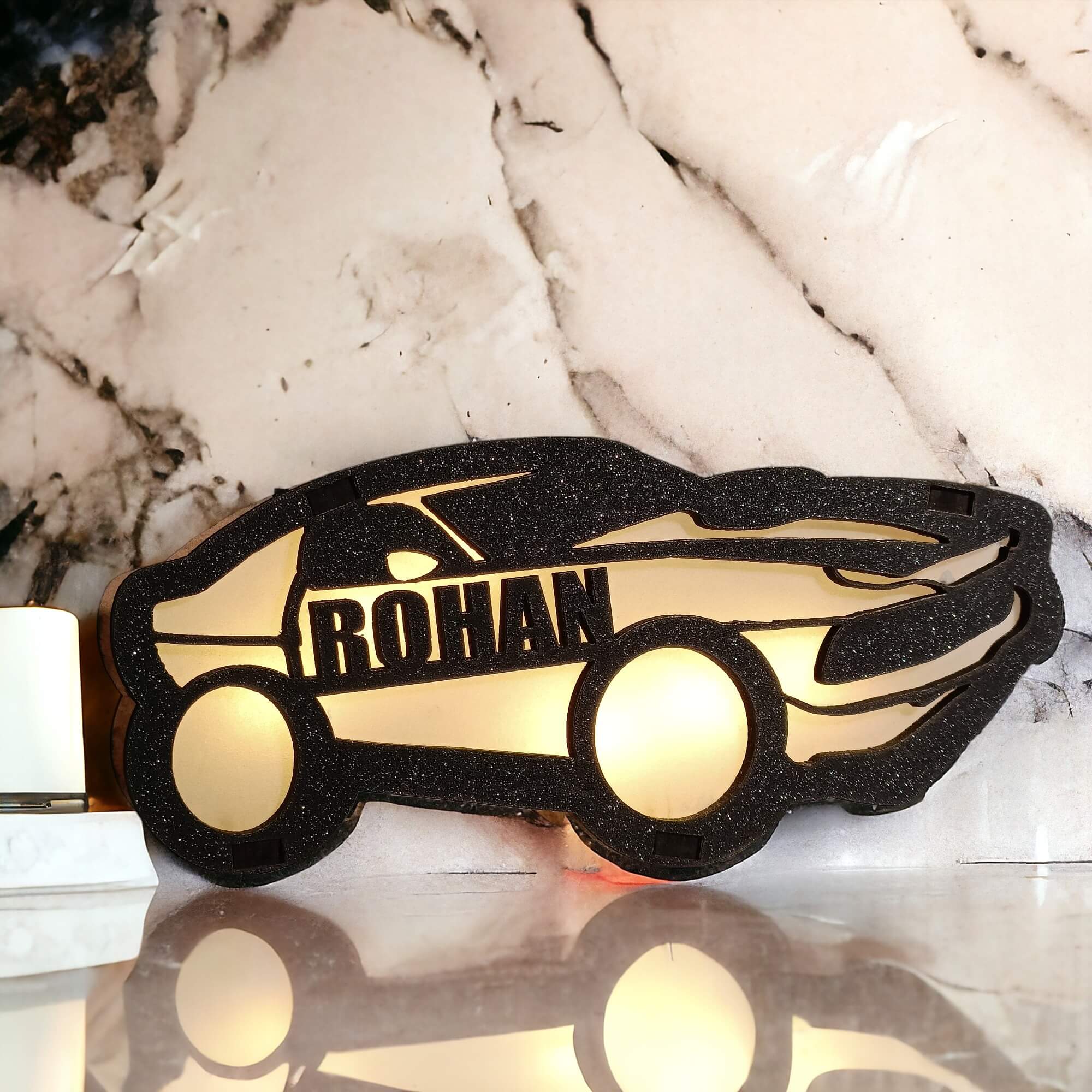 Personalized Wooden Car Lamp With Name