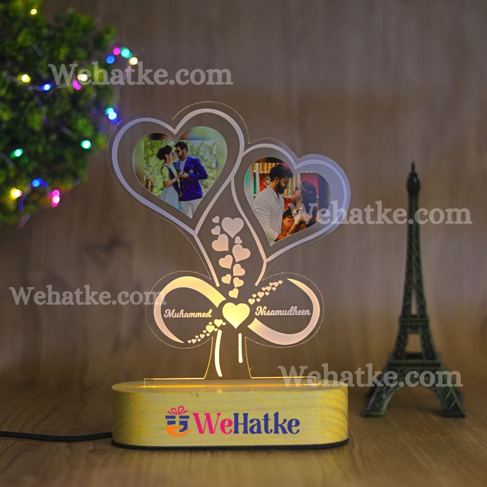 Customized Dual heart photo frame for couple or family
