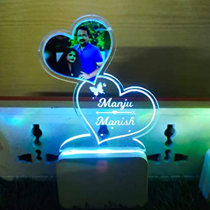 Customized  Couple Night  Lamp with Photo & name (2 pin)
