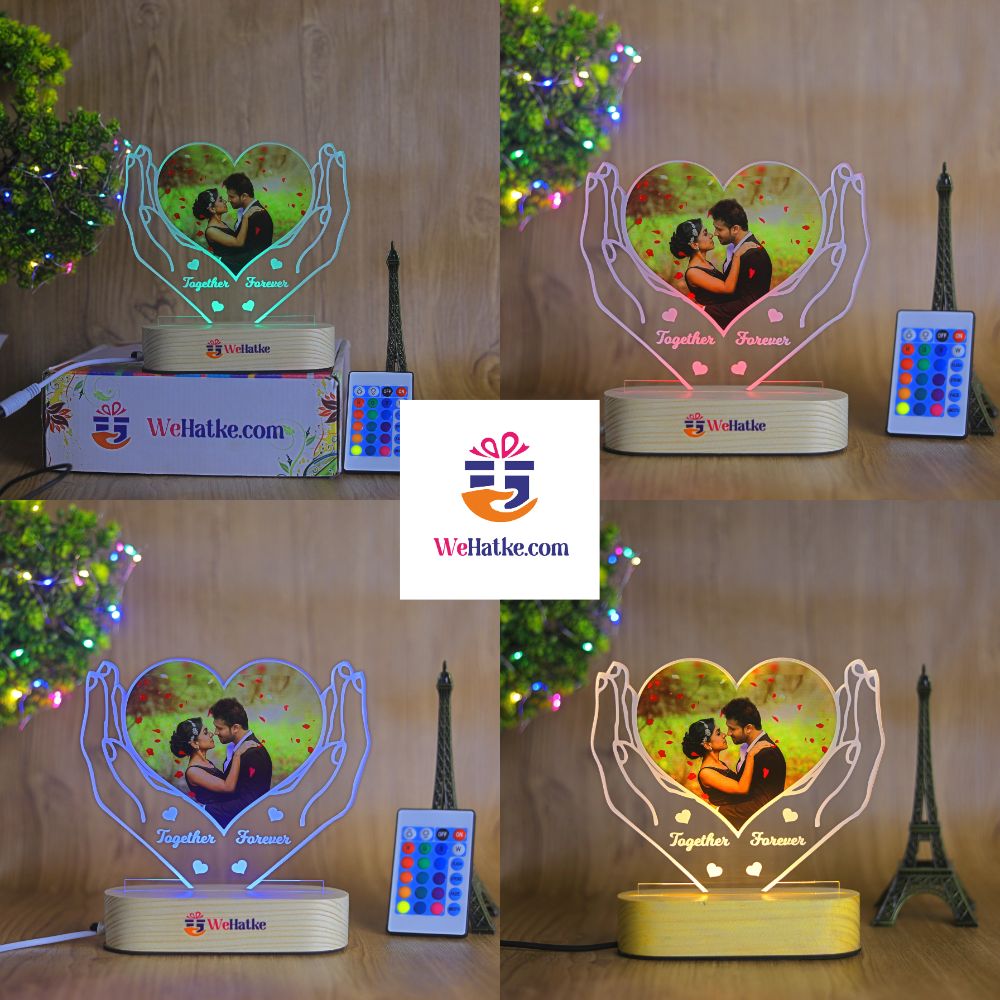Personalized Hand Holding Couple Photo Special LED Illusion Lamp