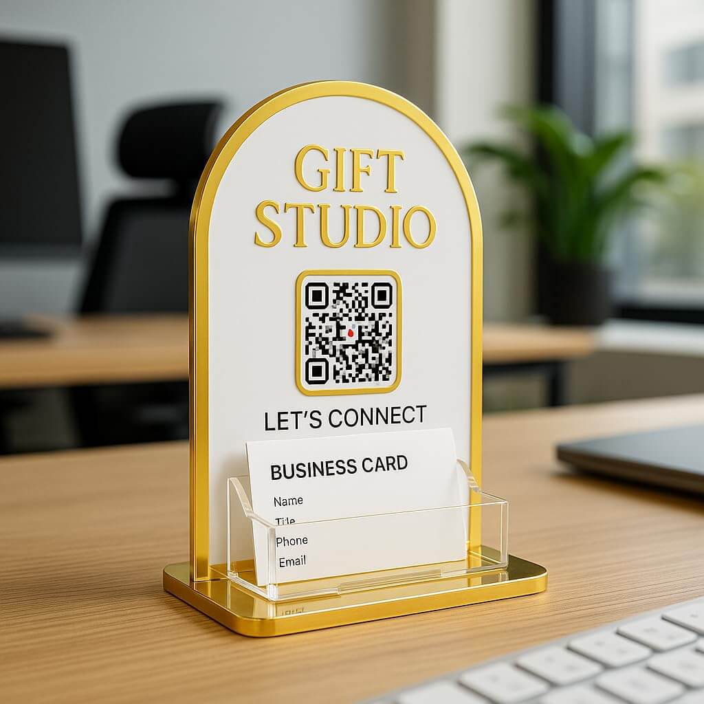 Custom Acrylic QR Code Stand with Card Holder