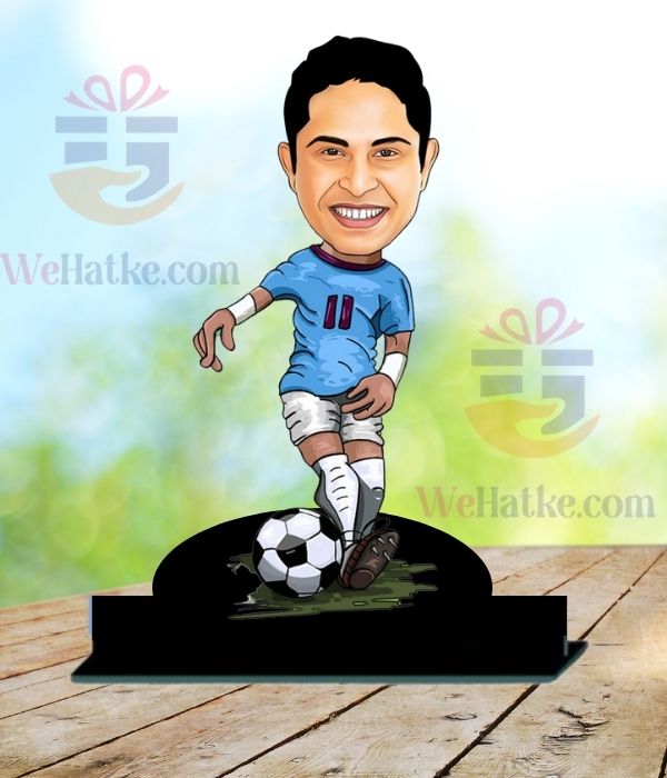 Customized football playing caricature