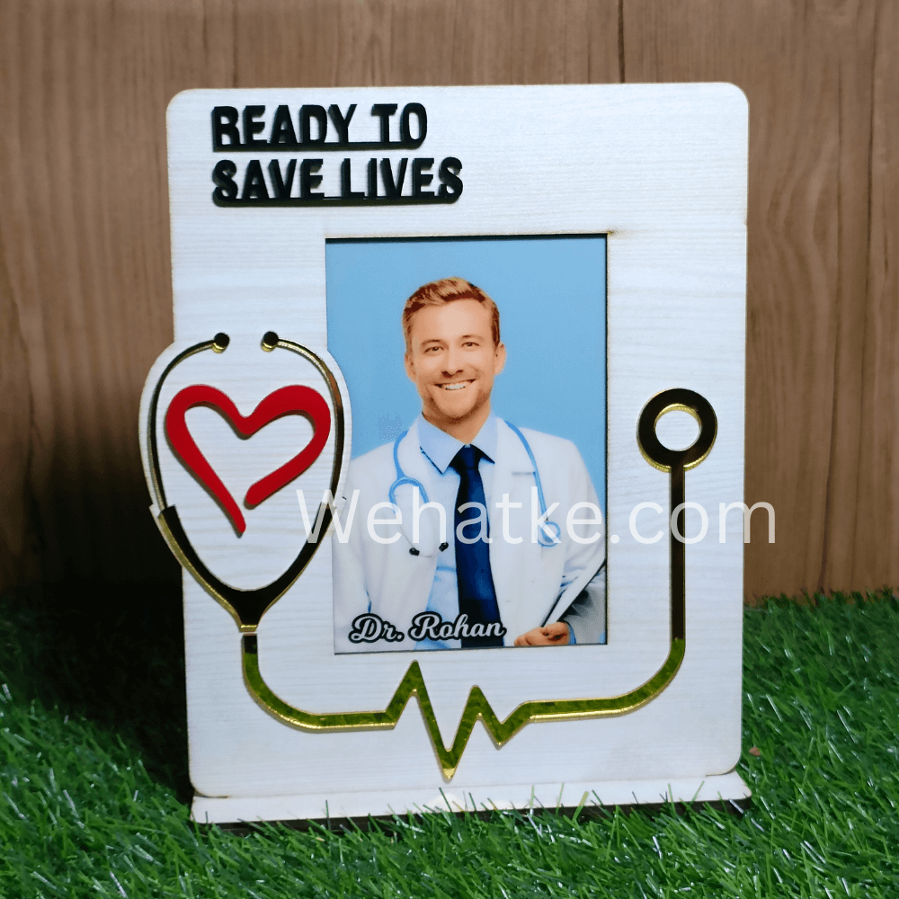 Customized 3d Doctor's Photo Frame with Stethoscope