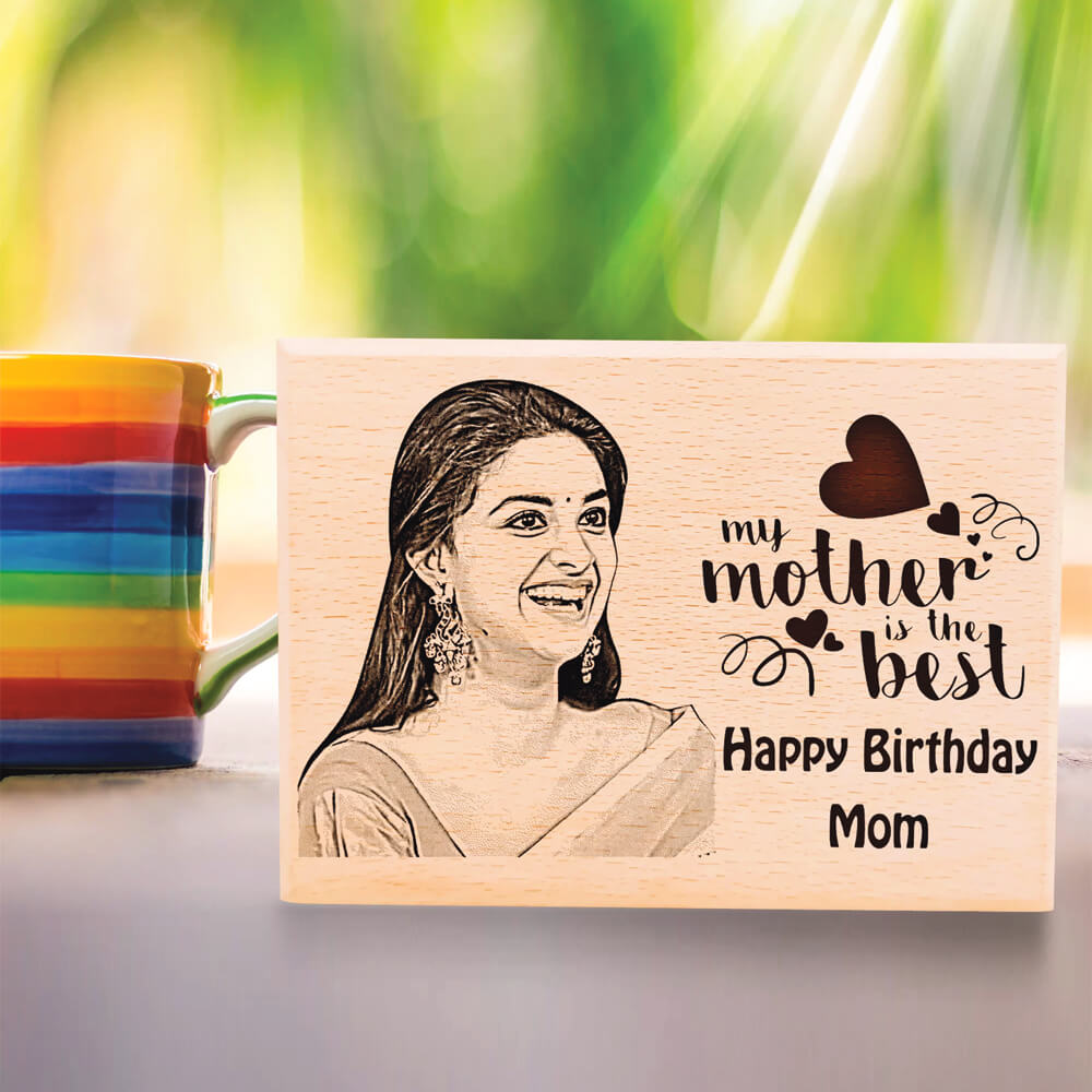 Wooden Happy Mother Day Customized Engraved Photo Plaque Gift for Mom