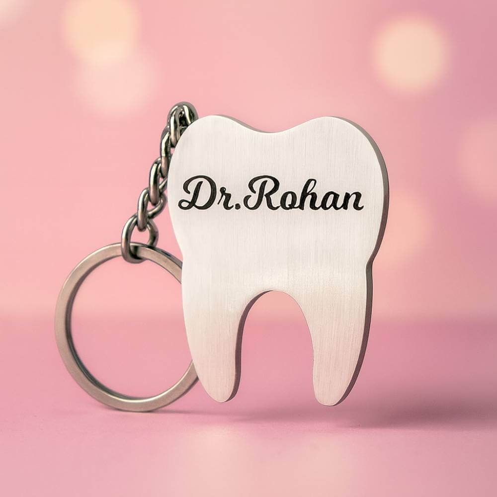 Personalized Dentist Tooth Shape Keychain