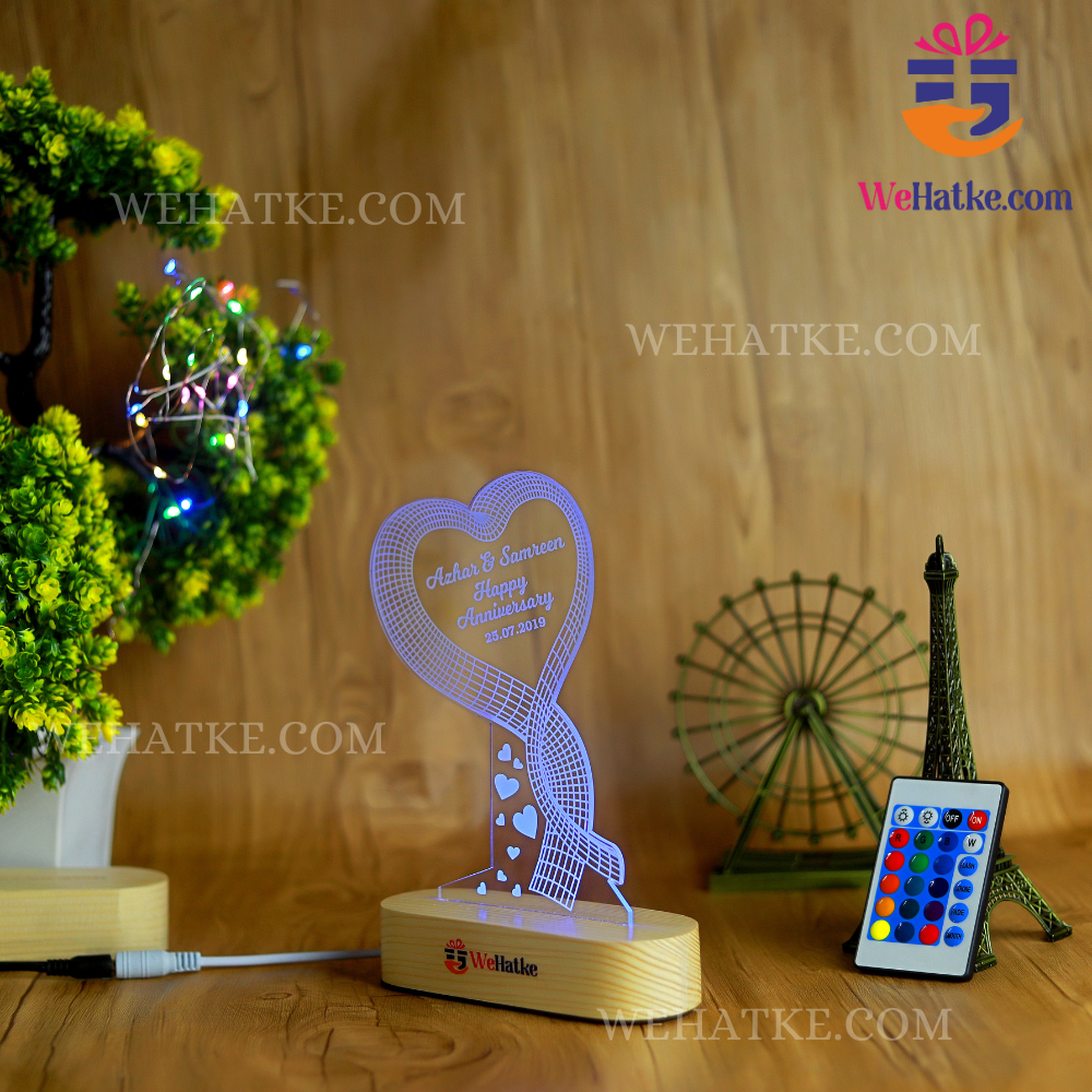 Customized 3D Diamond Illusion Lamp For Couple with photo