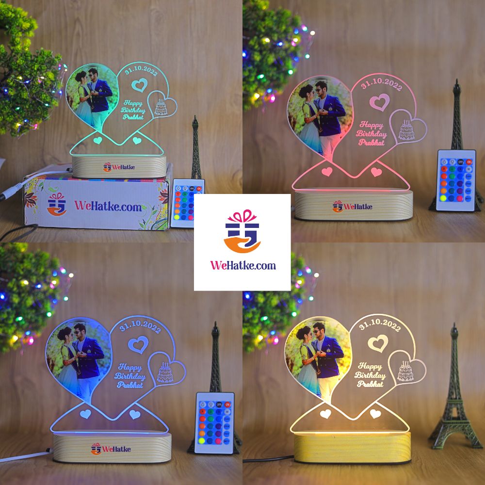 Customized Heart couple lamp with photo