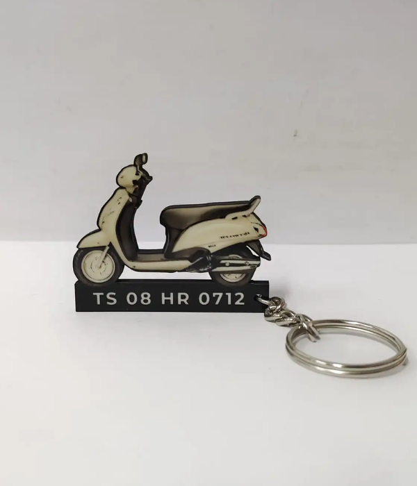 Customized Scooty keychain with photo and number