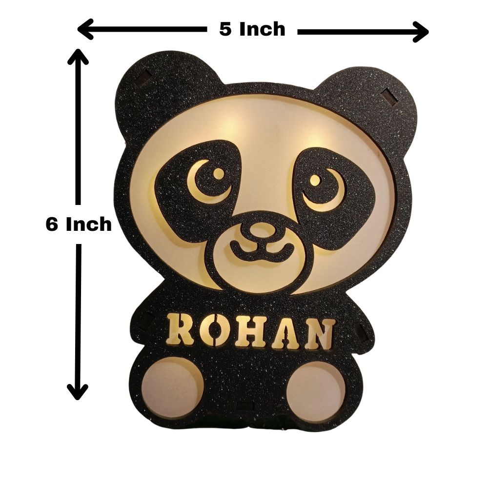 Personalized Wooden Panda Lamp With Name