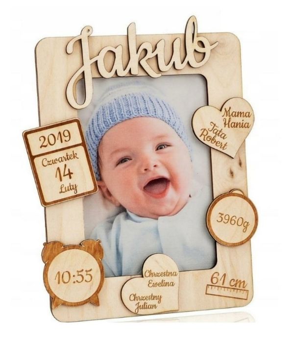 Customized New Born Engraving Wooden Baby Frame